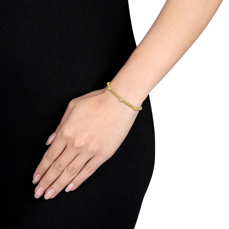 Cubic Zirconia Twist Open Bangle in Gold Plated image number null